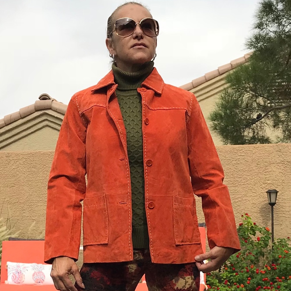 Denim & Company Orange Suede Jacket